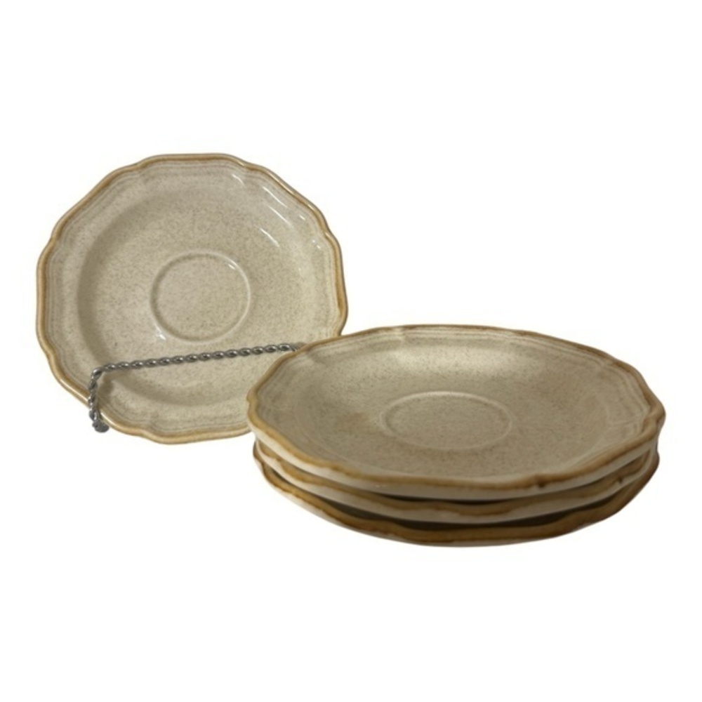 Vintage Mikasa Japanese Stoneware | Set of 4 Garden Club EC400 Saucers 6.25"